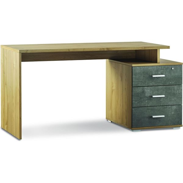 Milanihome.It - Scrivania Con Cassettiera Di Design Moderno Cm 154 L X 55 P X 76 Hdi Colorerovere Chiaro-image