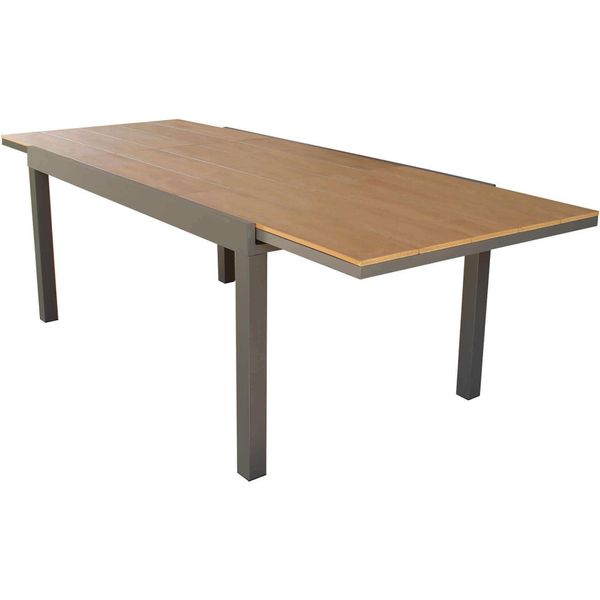 Milanihome.It - Tavolo Rettangolare Allungabile In Alluminio Antracite E Polywood Marrone 160/240X95 Da Esterno Giardino, Per Ristorantedi Coloretaupe-image