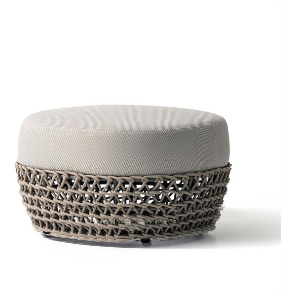 Milanihome.It - Pouf Da Esterno In Alluminio E Corda Di Design Per Esterno Giardino Cm 63 L X 63 P X 36 Hdi Colorebeige-image