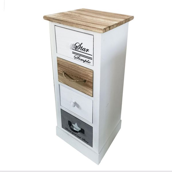 Milani Home - Mobiletto In Legno Con 4 Cassetti Cm 29 L X 27 P X 63 Hdi Colorebianco-image
