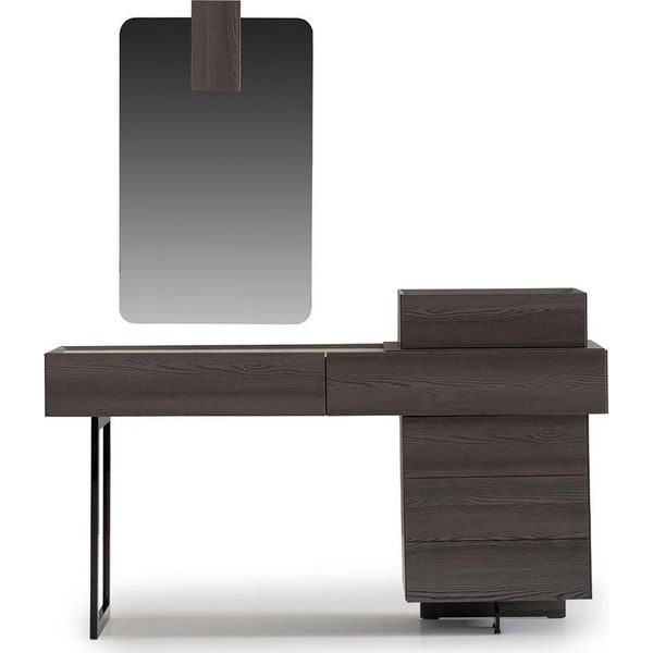 Tavolino Da Toilette Di Design Moderno Con Specchio Grigio Camera Da Letto Mobili Di Alta Qualità-image