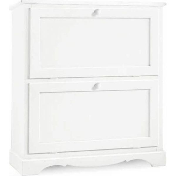 Milanihome.It - Scarpiera In Legno Massello 79X30X90 Colore: Biancodi Colorebianco-image