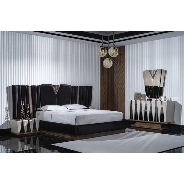 Set Da Letto Di Qualità Perfetta Letto 2X Comodini Tavolo Da Toilette Con Specchio-image