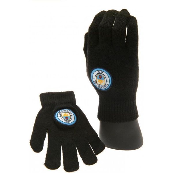 Guanti Manchester City Fc Per Bambini In Maglia TA5295 (Taglia Unica) (Nero)-image