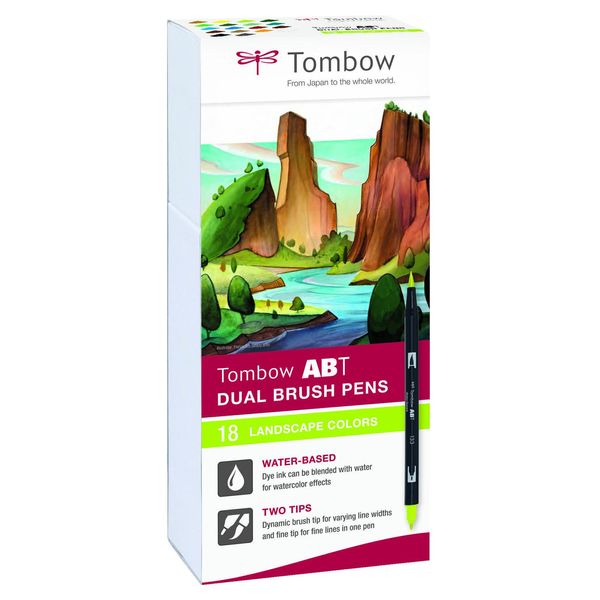 Tombow Abt-18P-6Tombow Abt Dual Brush Pen Set Da 18, Colori Per Paesaggi-image