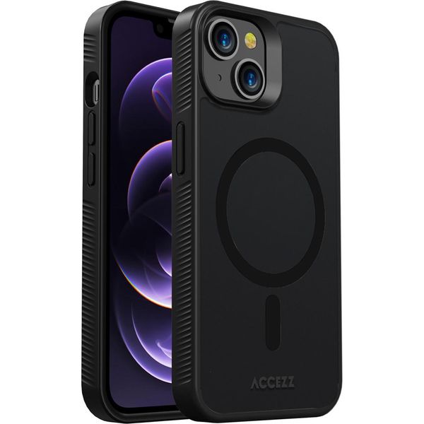 Custodia Iphone 14 Custodia Protettiva Rugged Frosted Backcover Met Magsafe Plastic Black Accezz-image