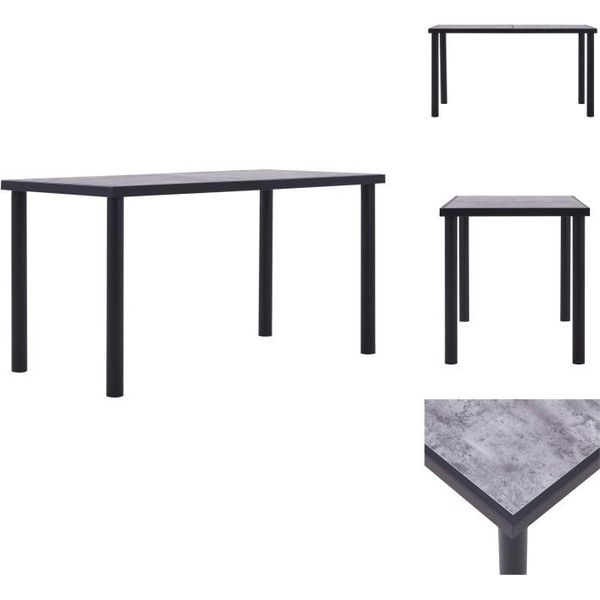 Vidaxl Tavolo Da Pranzo Nero E Grigio Cemento 140 X 70 X 75 Cm Mdf - Tavoli Da Pranzo-image