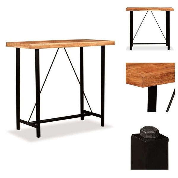 Vidaxl Tavolo Da Bar In Legno Massiccio Di Acacia 120 X 60 X 107 Cm - Tavoli Da Pranzo-image