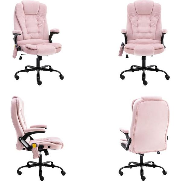 Vidaxl Sedia Da Ufficio Massaggiante In Velluto Rosa - Sedia Da Ufficio - Sedie Da Ufficio - Sedia Da Ufficio Massaggiante - Sedie Da Ufficio Massaggianti-image