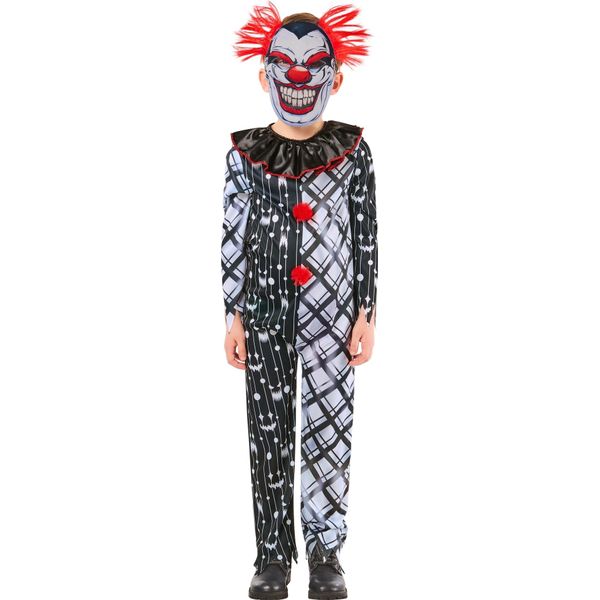 Bristol Novelty - Costume Da "Clown Sinistro"" - Bambini BN6125 (128) (Nero/Bianco/Rosso)"-image