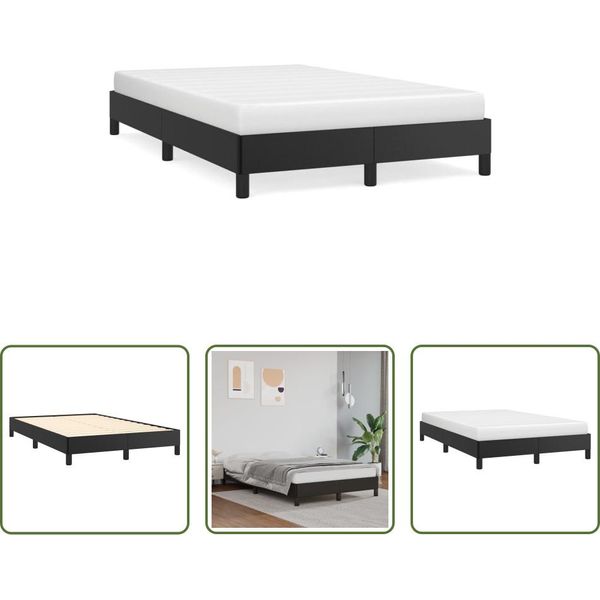 The Living Store Struttura Letto Nera 120X190 Cm In Ecopelle-image
