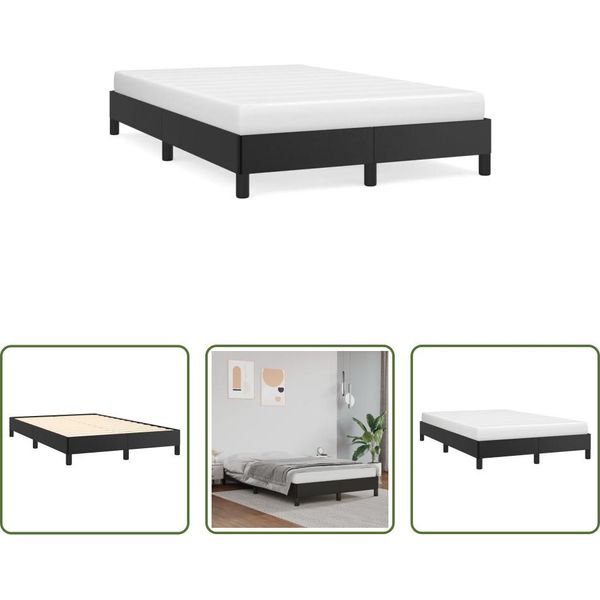The Living Store Struttura Letto Nera 120X190 Cm In Ecopelle-image