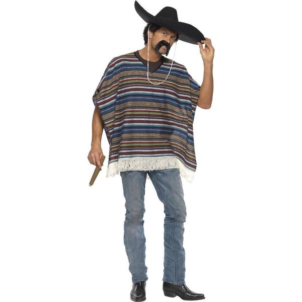 Smiffys - Poncho Da Uomo "Dall'aspetto Autentico"" SM1533 (Taglia Unica) (Colorato/Blu)"-image
