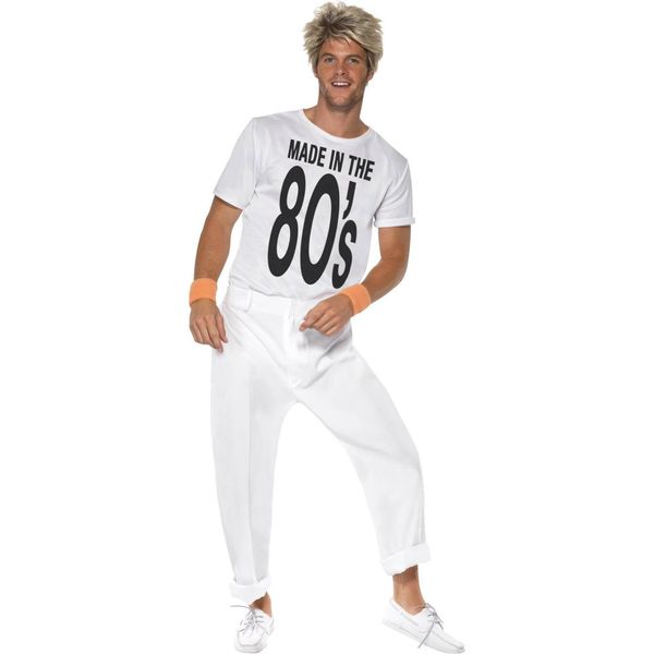 Smiffys - Costume " 80S"" - Uomo/Donna Unisex SM925 (M Regular) (Bianco/Nero)"-image