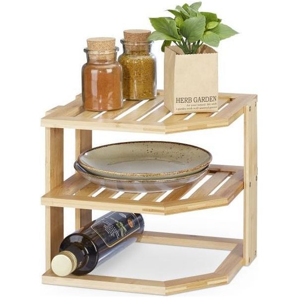 Mensola Angolare In Bambù Per La Cucina-image