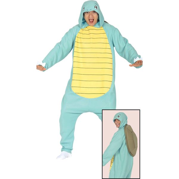Tartaruga Costume Uomo Animale Tuta Con Cappuccio Gioco Ninja Carnevale Cappuccio Steiner Giallo Pancia Guscio Ebenes, Taglia: 52 - 54 (L) Colore: Blu-image