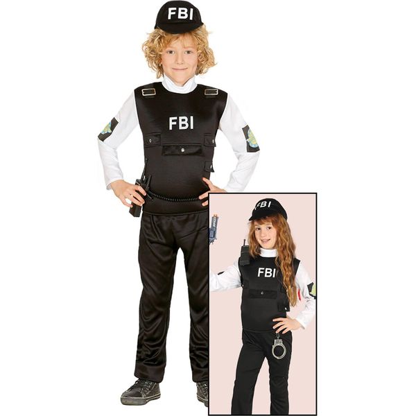 Costume Fbi Junior Poliestere Nero Mt 5-6 Anni-image