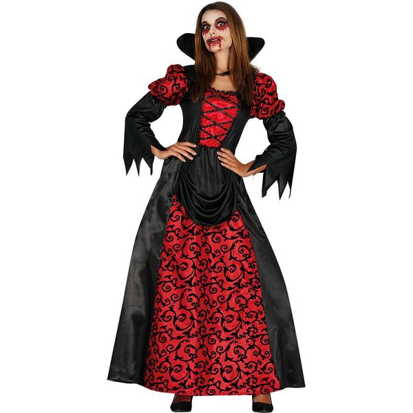 Vampiro Halloween Contessa Costume Nobile Aspetto Oscuro Nobiltà Dracula Conte Notte Raccapricciante, Taglia: 44 - 46 (Xl) Colore: Rosso-image