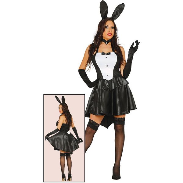 Addio Al Celibato Coniglietto Vestito Da Cocktail Orecchie Da Coniglietto Nero Eleganza Affascinante Costume Accessori, Taglia: 38 - 40 (M) Colore: Bianco-image