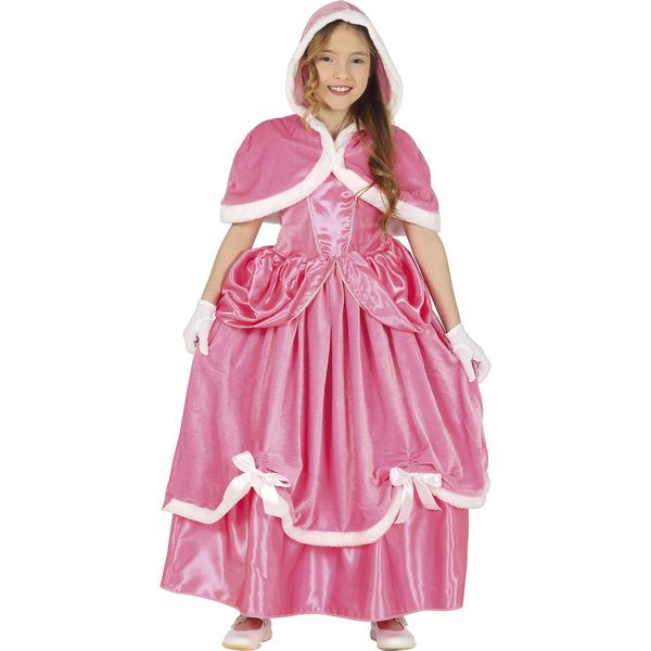 Principessa Dreamlike Inverno Carnevale Incanto Costume Abito Cappuccio Reale Fiaba Regina Festive Glamour Fantasia Carnevale Alla Moda Brillare Impressionante, Dimensioni: 110/116 Colore: Rosa-image