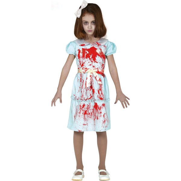 Costume Da Sorelle Fantasma Per Halloween, Vestito Blu Rosso Spettrale Per Bambini, Taglia: 140/146 Colore: Blu-image