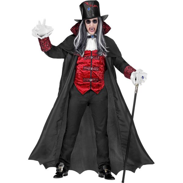 Costume Da Vampiro Guru Per Uomo Costume Di Halloween Nero-Rosso-image