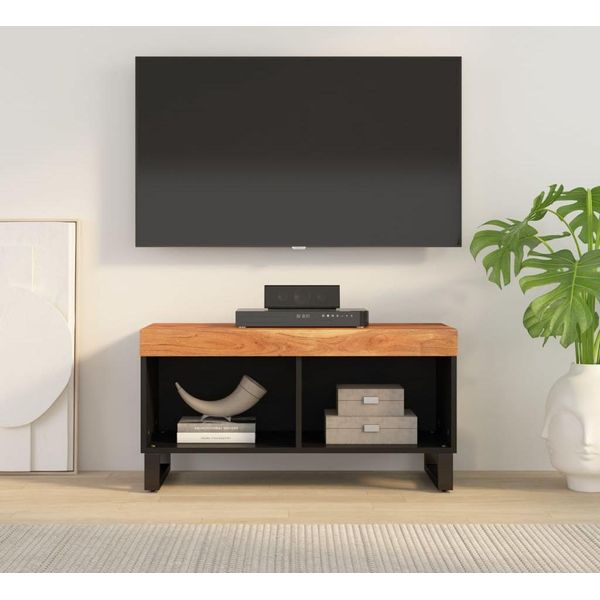 The Living Store Mobile Tv 85X33X43,5 Cm In Legno Massiccio Di Acacia-image