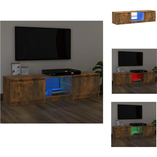 Mobile Tv Vidaxl Con Luci Led In Rovere Fumé 140X40X35,5 Cm - Mobili Tv-image