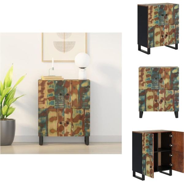 Vidaxl Credenza A 4 Ante 60X33X75 Cm In Legno Massiccio Antico - Credenze-image