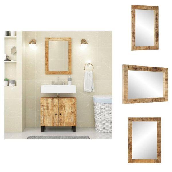 Vidaxl Specchio 70X50 Cm In Legno Massiccio Di Mango E Vetro - Specchio-image