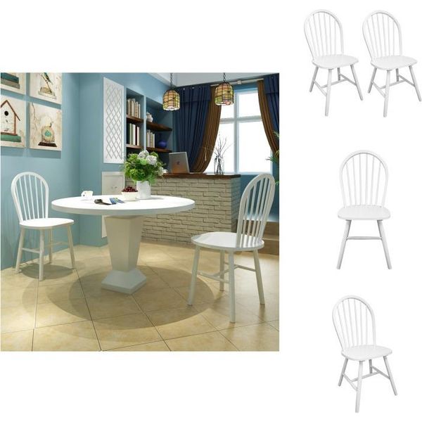 Vidaxl Sedie Da Pranzo 2 Pz. Legno Di Gomma Massiccio Bianco - Sedie Da Pranzo-image