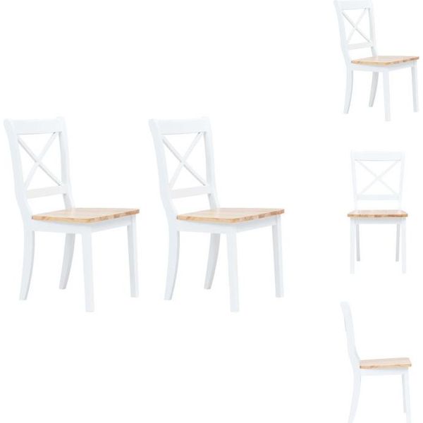 Vidaxl Sedie Da Pranzo 2 Pezzi Bianco Legno Chiaro Legno Massiccio Albero Di Gomma - Sedie Da Pranzo-image