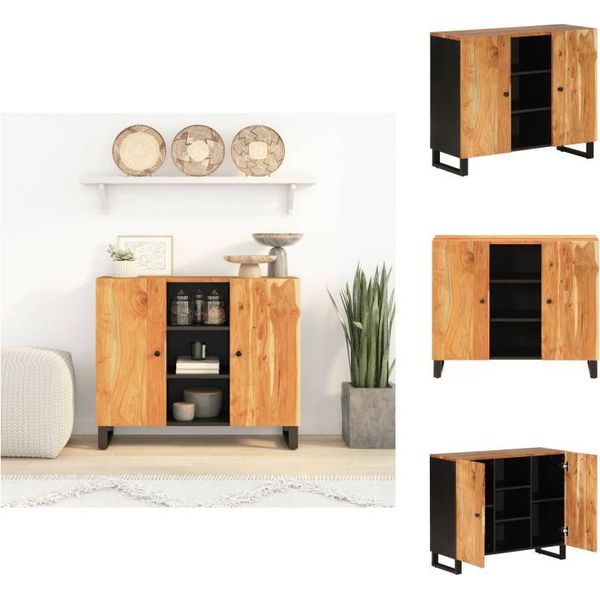 Vidaxl Credenza A 2 Ante 90X33X75 Cm In Legno Massiccio Di Acacia - Credenze-image