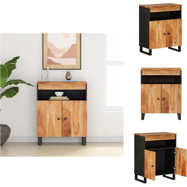 Vidaxl Credenza A 2 Ante 60X33X75 Cm In Legno Massiccio Di Acacia - Credenze-image
