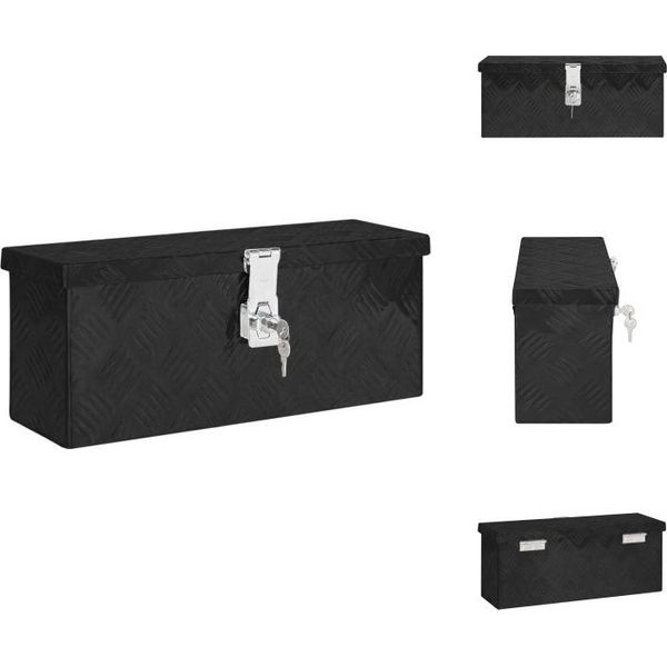 Vidaxl Cassetta Di Stoccaggio Nera 50X15X20,5 Cm In Alluminio - Cassette Per Attrezzi-image