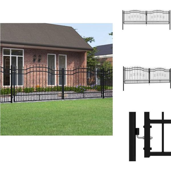 Vidaxl Cancello Per Recinzione Con Punte Di Lancia Nero 406X173 Cm In Acciaio - Cancelli Da Giardino-image