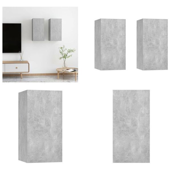 Vidaxl Mobili Tv 2 Pz. Grigio Cemento 30,5X30X60 Cm Materiale A Base Di Legno - Mobile Tv - Mobili Tv - Mobile Tv Sospeso - Mobili Tv Sospesi-image