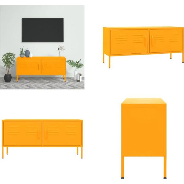 Vidaxl Mobile Tv Giallo Senape 105X35X50 Cm In Acciaio - Mobile Tv - Mobile Tv - Mobile Hifi - Mobile Hifi-image