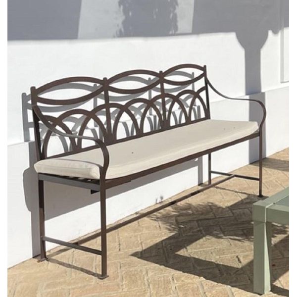 Casa Padrino Panca Da Giardino In Ferro Battuto Art Nouveau Marrone / Crema 150 Cm-image