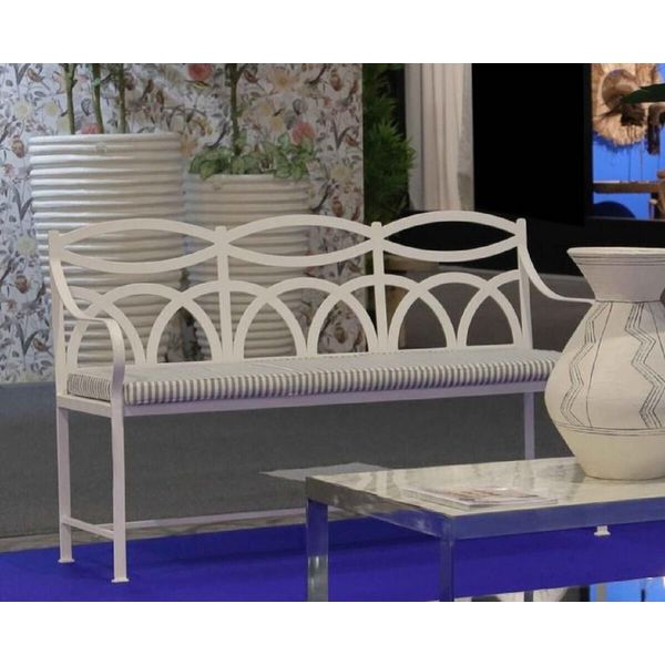 Casa Padrino Panchina In Ferro Battuto Liberty Bianco/Grigio 150 Cm-image