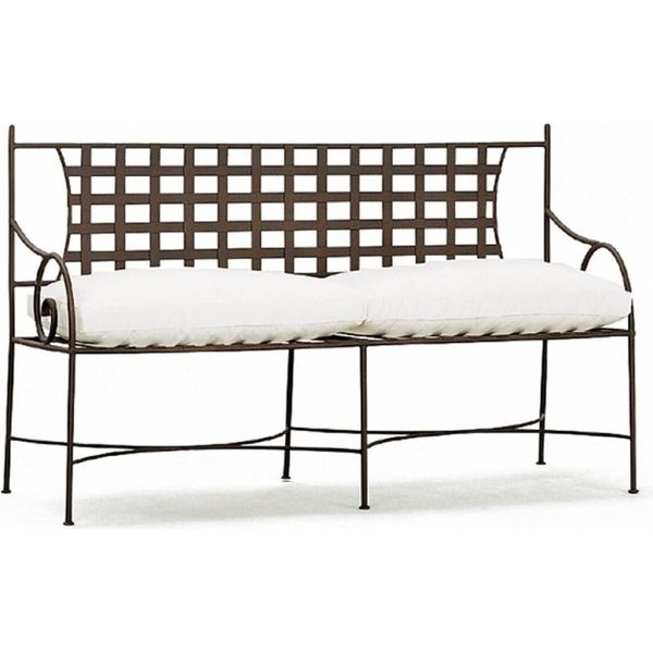Casa Padrino Panca Da Giardino In Ferro Battuto Art Nouveau Marrone / Bianco 160 Cm-image