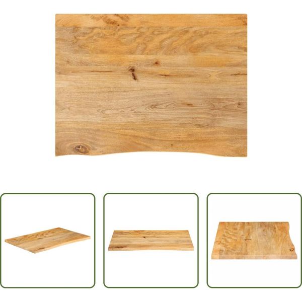 The Living Store Piano Del Tavolo Con Bordo Ad Albero 70X60X3,8 Cm In Legno Massiccio Di Mango-image