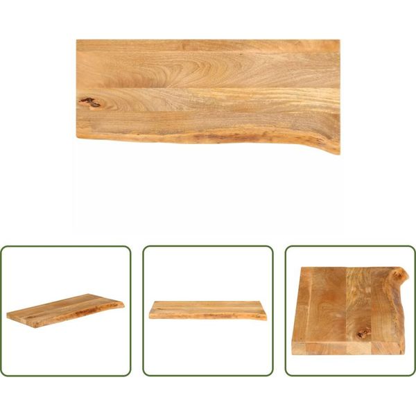 The Living Store Piano Del Tavolo Con Bordo Ad Albero 70X40X2,5 Cm In Legno Massiccio Di Mango-image