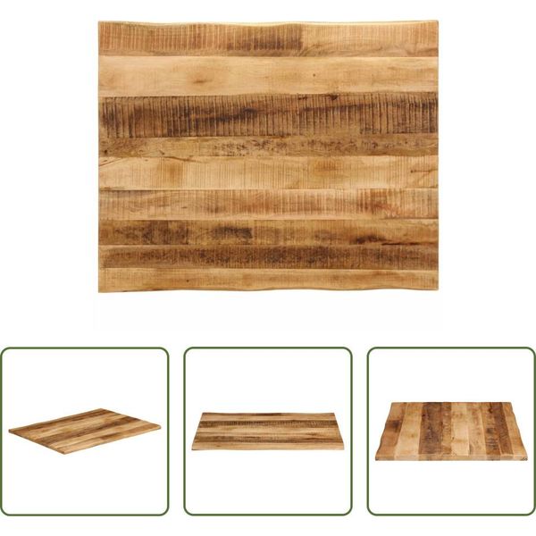 The Living Store Piano Del Tavolo Con Bordo Ad Albero 110X80X2,5 Cm Legno Massiccio Di Mango Grezzo-image