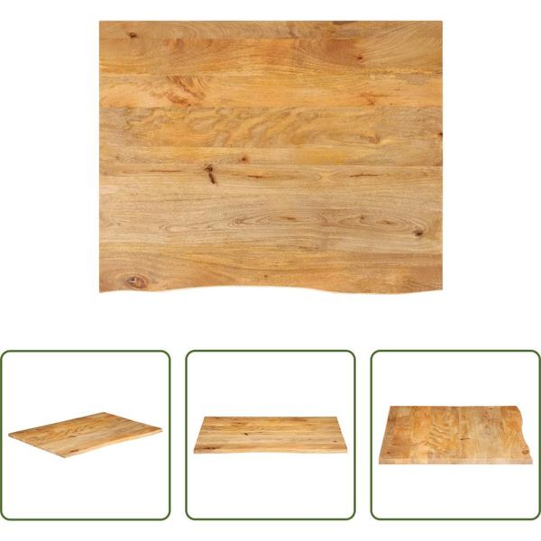 The Living Store Piano Del Tavolo Con Bordo Ad Albero 90X80X3,8 Cm In Legno Massiccio Di Mango-image