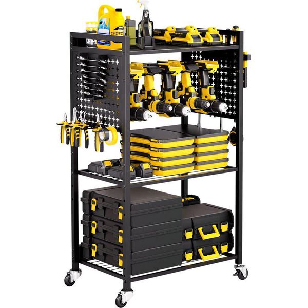 Carrello Da Officina 68 Kg - Carrello Portautensili - Carrello Di Montaggio E Trasporto A 4 Livelli-image