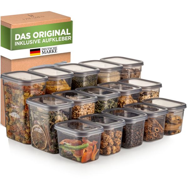 Contenitori Ermetici Con Coperchio Viwares | Set Di 15 Contenitori | Senza Bpa | Per Conservare Cereali, Farina E Zucchero | Pratici Contenitori Da Cucina Per Tutti Gli Alimenti-image