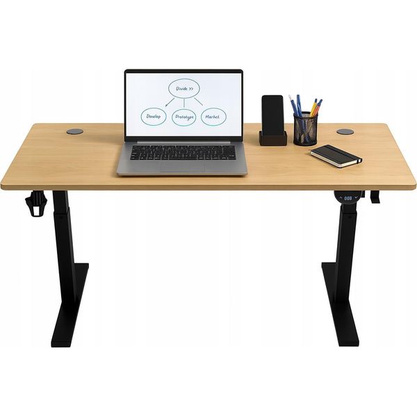 Ekspand | Scrivania Elettrica Regolabile In Altezza - 120 Cm - Regolabile In Altezza 72-118 Cm - Legno - Con Led-image