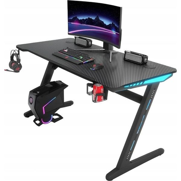 Ekspand | Scrivania Da Gioco - Nero - 120X60 Cm - Con Illuminazione Rgb - Portabicchieri-image