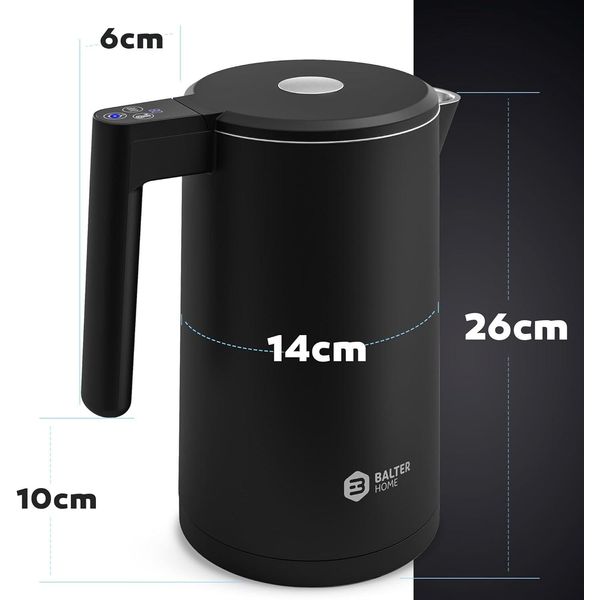 Bollitore Balter In Acciaio Inox WK-5 Touch, 1,7L, Impostazione Temperatura 40-100°C, Senza Bpa, Doppia Parete, Funzione Keep Warm, Nero-image